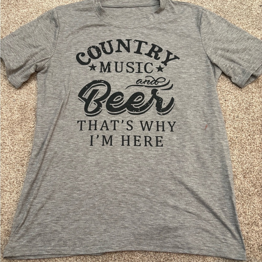 Gray Graphic T-Shirt with Black Text